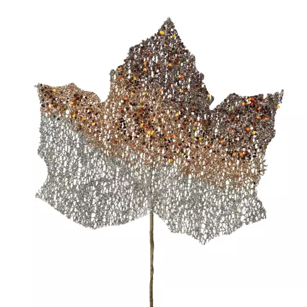 Hoja de arce en perlas de rocalla Marrón claro