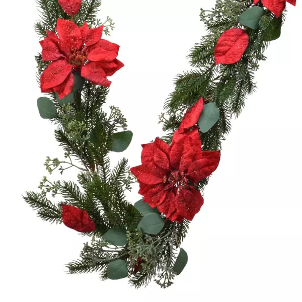 Geschmückte Tannengirlande Poinsettia Grün