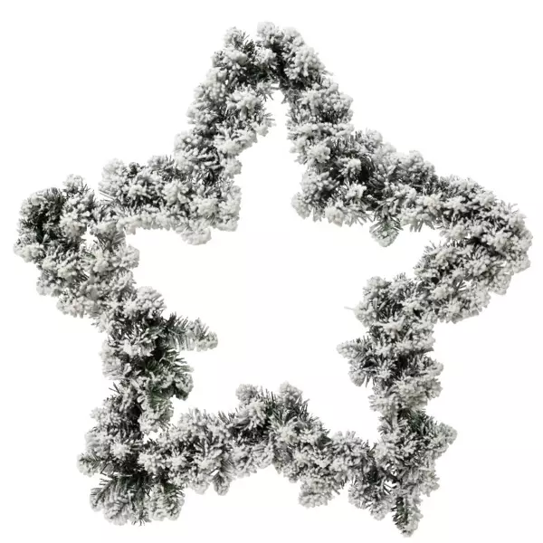 Corona de Navidad Branche d'étoile Vert enneigé