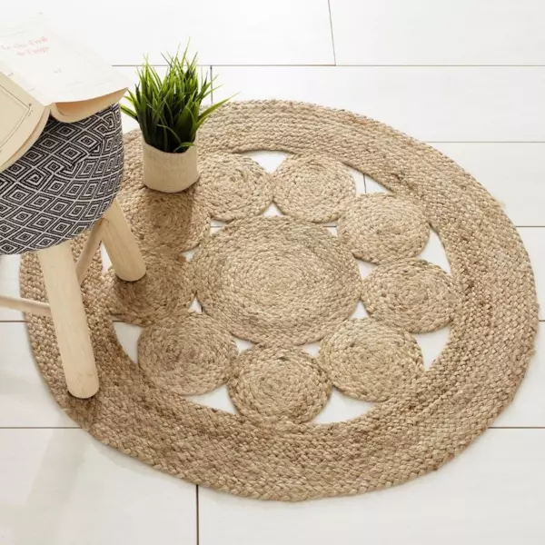 Rundt jutetppe (80 cm) Giusti Naturbeige