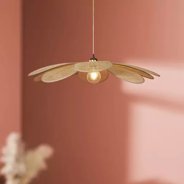 Suspension lumineuse pétale Bambou (D60 cm) Horizonte Naturel beige