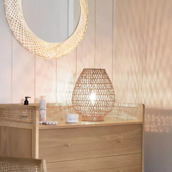 Bordlampe i tr og papir (H35,5 cm) Etel Natur