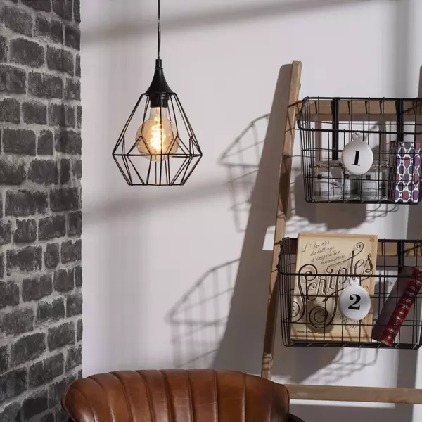 Pendellampe i metal (D19 cm) Diamant Sort