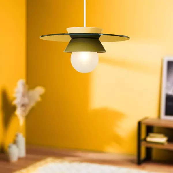 Suspension lumineuse en céramique (D26 cm) Kendama Verte
