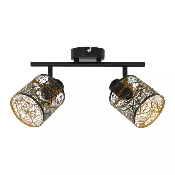 Spotlamp met 2 lampenkappen (L35 cm) Calathea Zwart