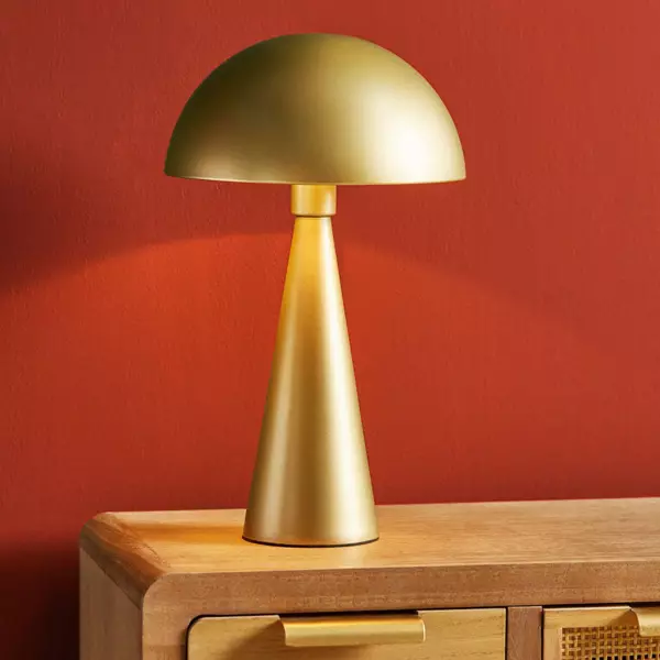 Bordlampe i metal med svampeform (H38 cm) Emo Guld