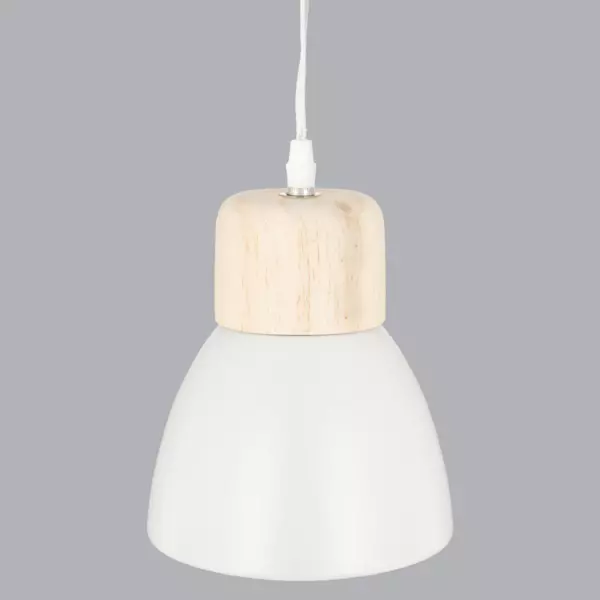 Suspension bois et métal (D15 cm) Break Blanche