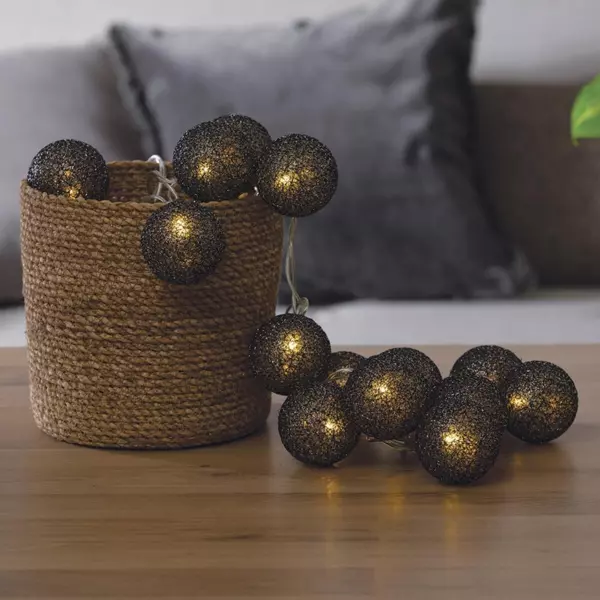 Lichterkette Bobina 20 Kugeln Schwarz