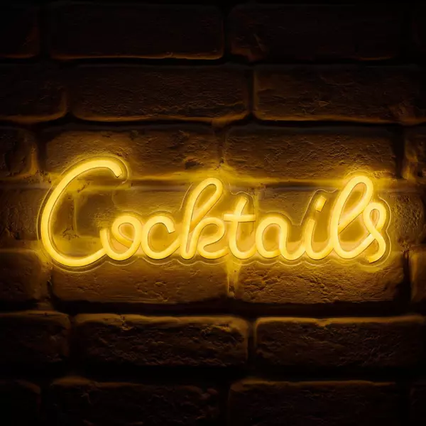 Enseigne lumineuse néon (H14 cm) Cocktails Jaune