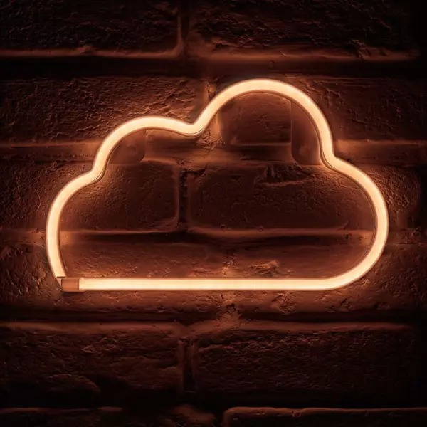 Enseigne lumineuse néon à piles (H18,7 cm) Nuage Blanc