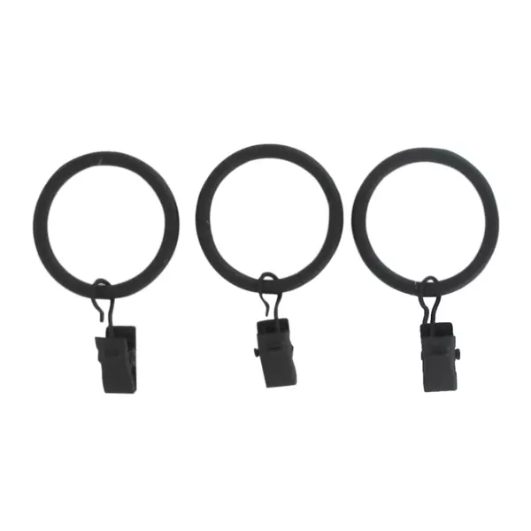 St med 8 ringe med klemmer til gardinstang (D20 mm) Jim Sort mat