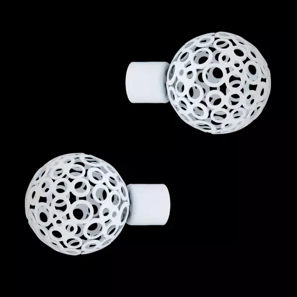 Lot de 2 embouts tringle (D20 mm) Jim Boule perforée Blanc mat