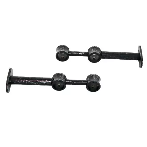 Lot de 2 supports tringles doubles extensibles (L150 - 195 / D20) Jim Noir patiné