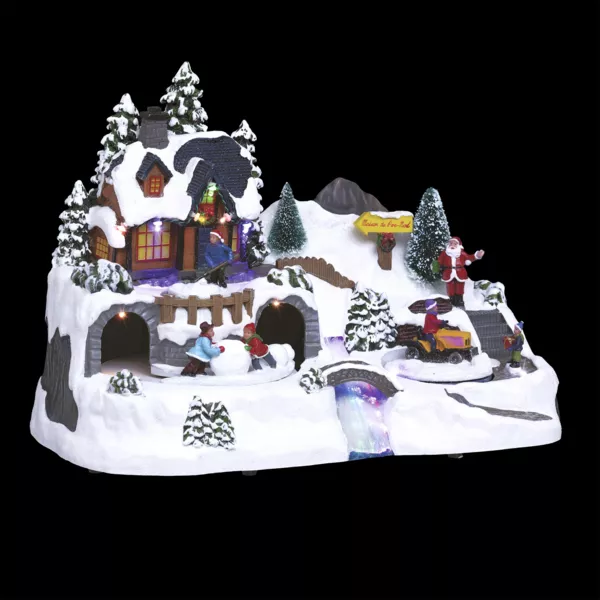 Julelandsby med lys - Julemandens hus