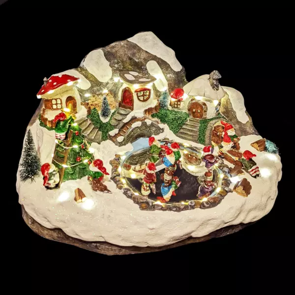 Scène de vie illuminée et musicale Maison des lutins