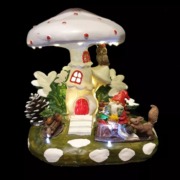 Casa de pueblo iluminada seta que funciona con pilas
