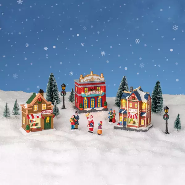 Village de Noël lumineux à piles Commerces