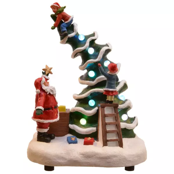 Scena di vita illuminata e musicale Babbo Natale Fun a pile