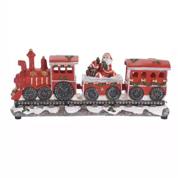 Deko-Zug beleuchtet Lokomotive