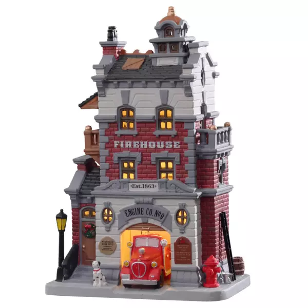 Village de Noël Lemax à piles lumineux Caserne des pompiers