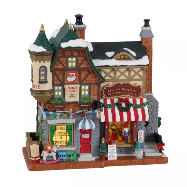 Lemax verlicht kerstdorp Speelgoedwinkel de lijst van de kerstman (batterijen)
