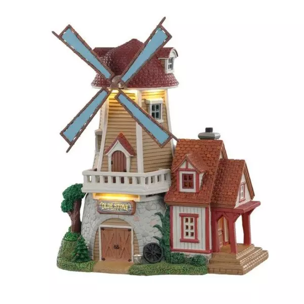 Lemax verlicht kerstdorp met beweging De oude stenen molen
