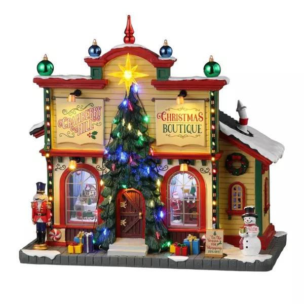 Village de Noël Lemax à piles lumineux Boutique de Cranberry Hill