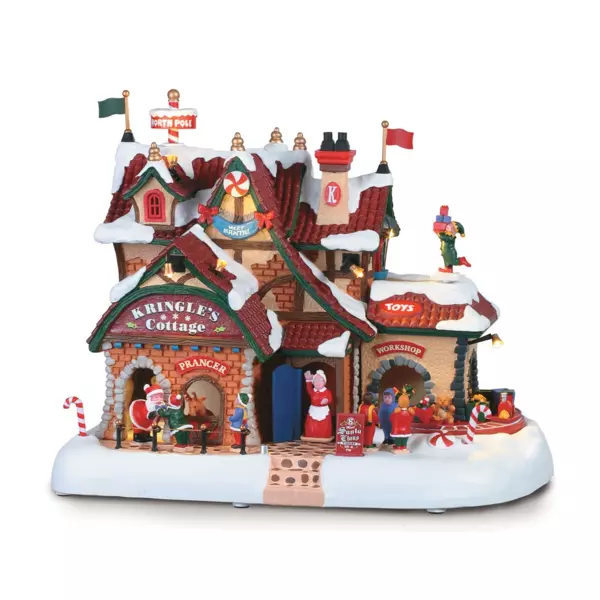 Lemax Village 95471 Mercatino Di Natale Buon Natale Con Luci, 31,2 Cm