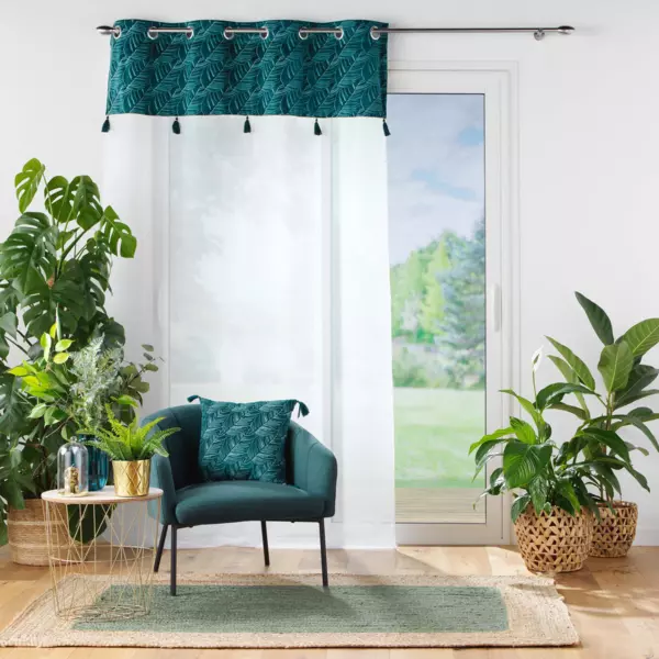 Vitrage (140 x 240 cm) Palmina Eendblauw