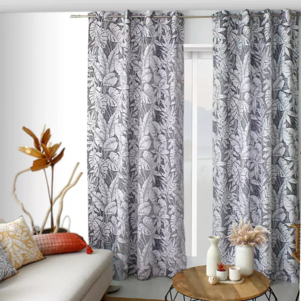 Rideau oeillets (135 x 240 cm) Bundi Gris foncé