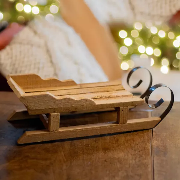 Luge en bois (34 x H11 cm) Flocon de neige