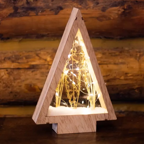 Sapin de Noël lumineux à piles 40 LED (H47 cm) Wood Blanc chaud