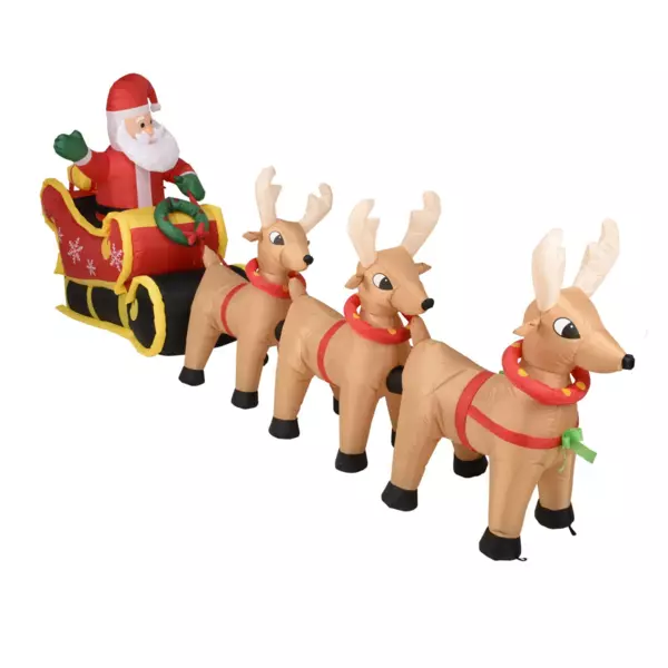 Père Noël gonflable et lumineux (340 x H133 cm) Traineau Magique