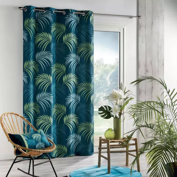 Cortina semi opaca (140 X 260 cm) Blue Vegetal Azul