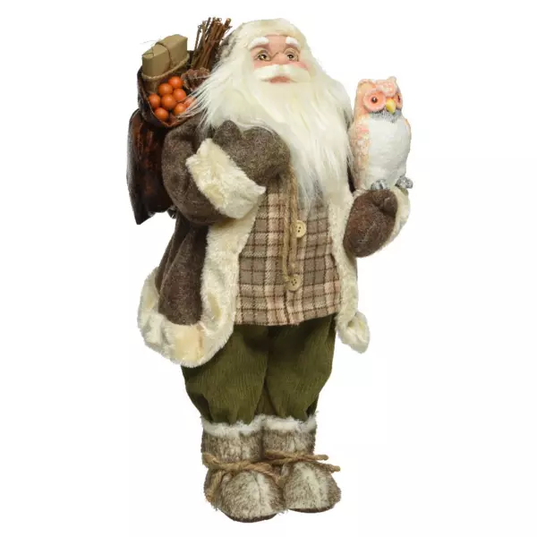 Père Noël traditionnel (H60 cm) et son hibou