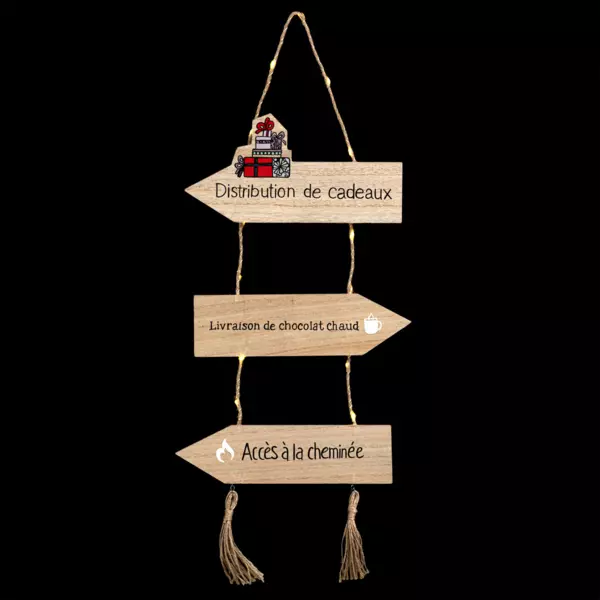 Pancarte lumineuse à piles (H65 cm) Distribution de cadeaux Blanc chaud