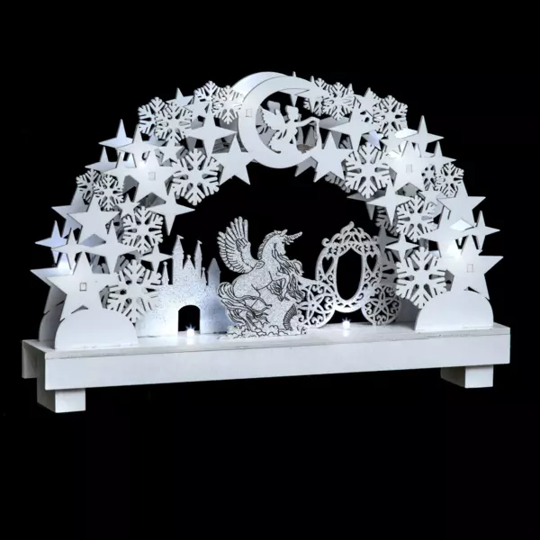 Escenario iluminado Castillo de madera encantado Blanco frío