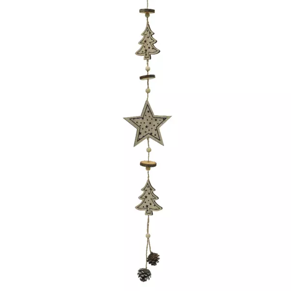 Guirlande déco en bois (63 cm) Etoile et Sapin