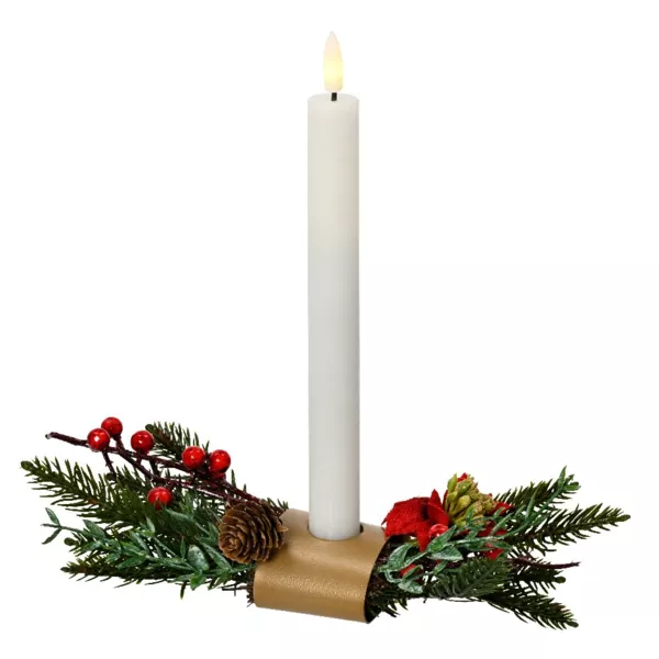 Lysestage med LED-lys (H15 cm) Vilde br Varm hvid