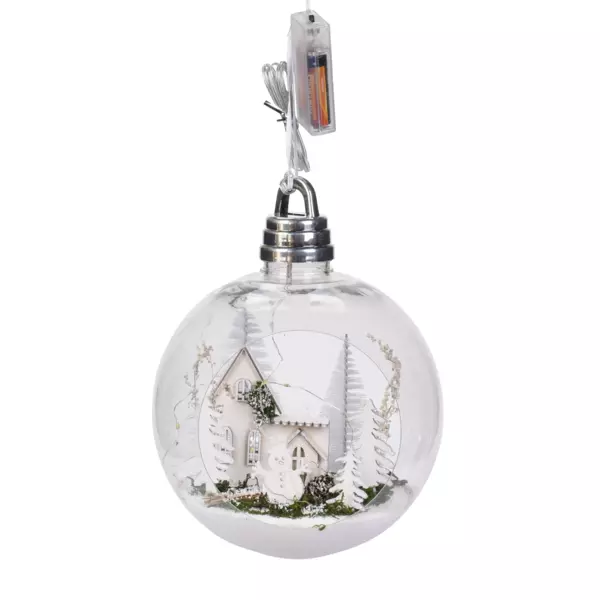 Grande Boule lumineuse à piles (D20 cm) Maison Blanc chaud
