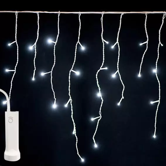 Stalactite lumineuse Durawise  piles L7 m Blanc froid 192 LED