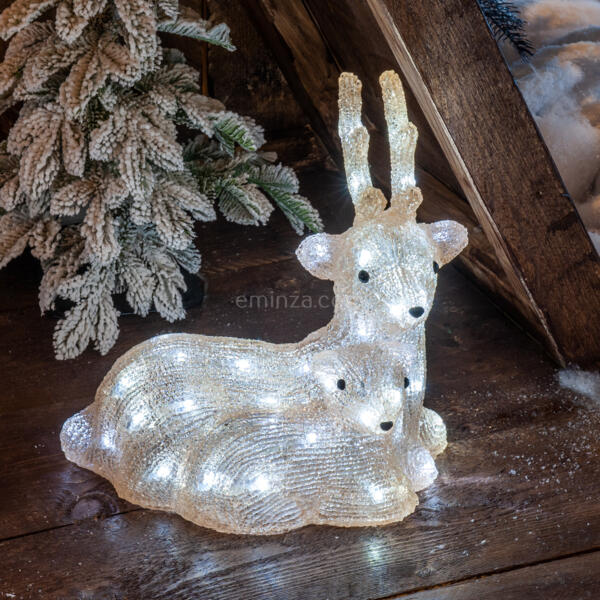 Décoration de Noël renne en acrylique LED blanc froid effet flash extérieur  – H 77 cm : AUTRES MARQUES - botanic®