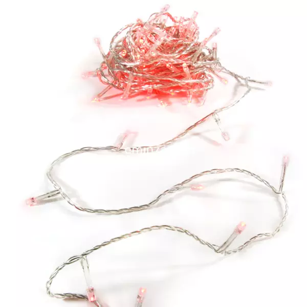 Guirlande lumineuse 20 m 200 LED câble transparent Timer Rouge