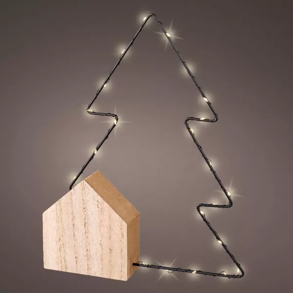 Sapin lumineux à piles 22 LED (H30 cm) Alpina Blanc chaud