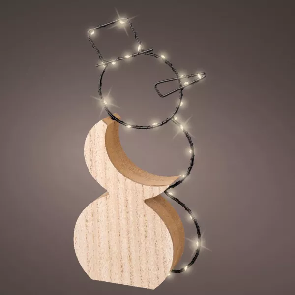 Muñeco de nieve Emile  a pilas pequeño con luz Blanco cálido 23 LED