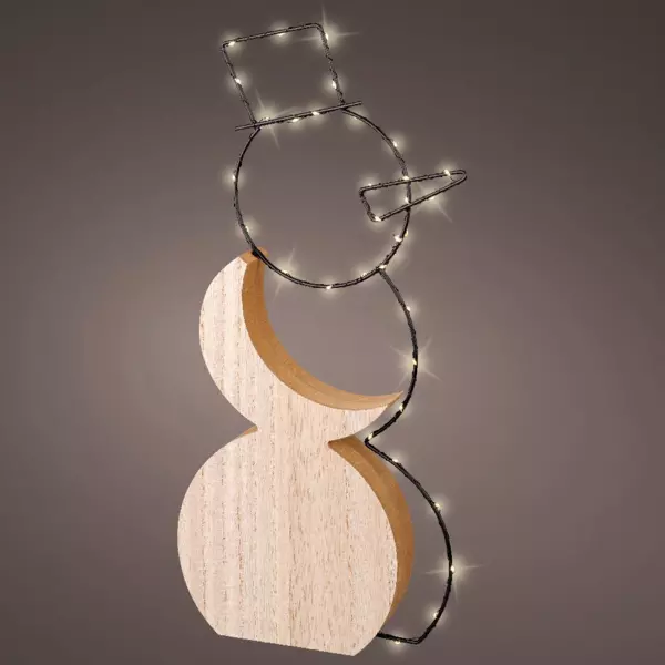 Bonhomme de neige lumineux à piles 35 LED (H47 cm) Alpina Blanc chaud