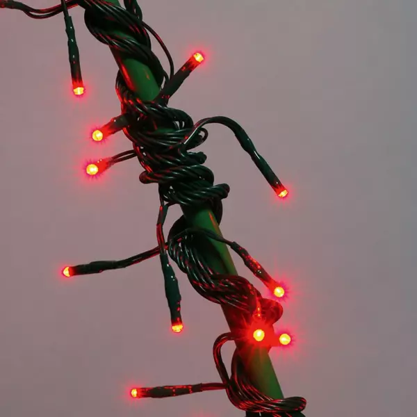 Guirlande LED Rouge Et Blanc Chaud Clignotante - 104 LED Fixes + 24 Flash - IP44 Pour Intérieur/extérieur - 31V - Décoration Fêtes - 10