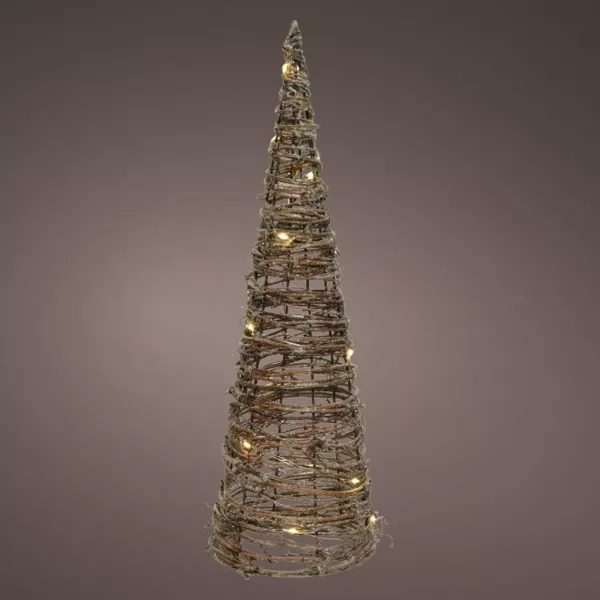 Pyramide lumineuse à piles 20 LED (H60 cm) Rattan Blanc chaud