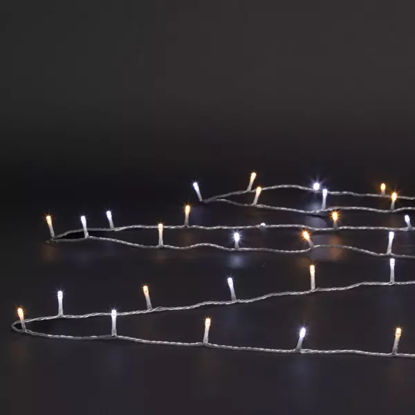 Guirlande lumineuse 50 m 500 LED câble transparent Timer Bicolore blanc chaud et froid