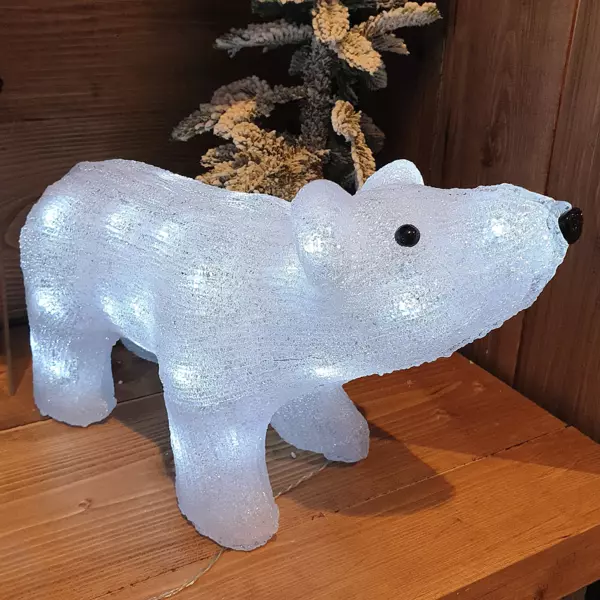 Ours lumineux solaire 40 LED (H24 cm) Titouan Blanc froid